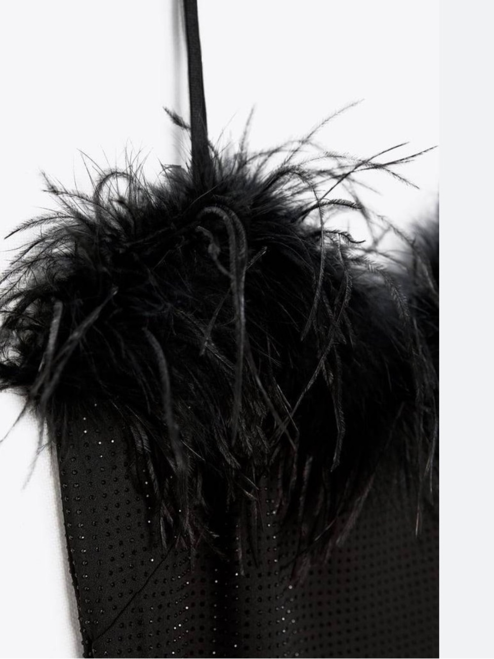 Zara Black Feather-Trim Mini Dress - Picture 7 of 9